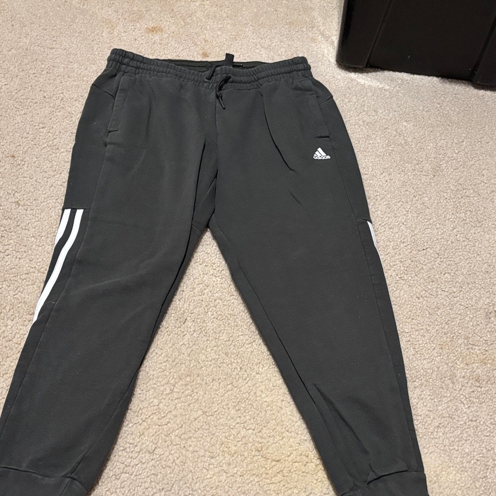 Adidas Charcoal Joggers with White Accents